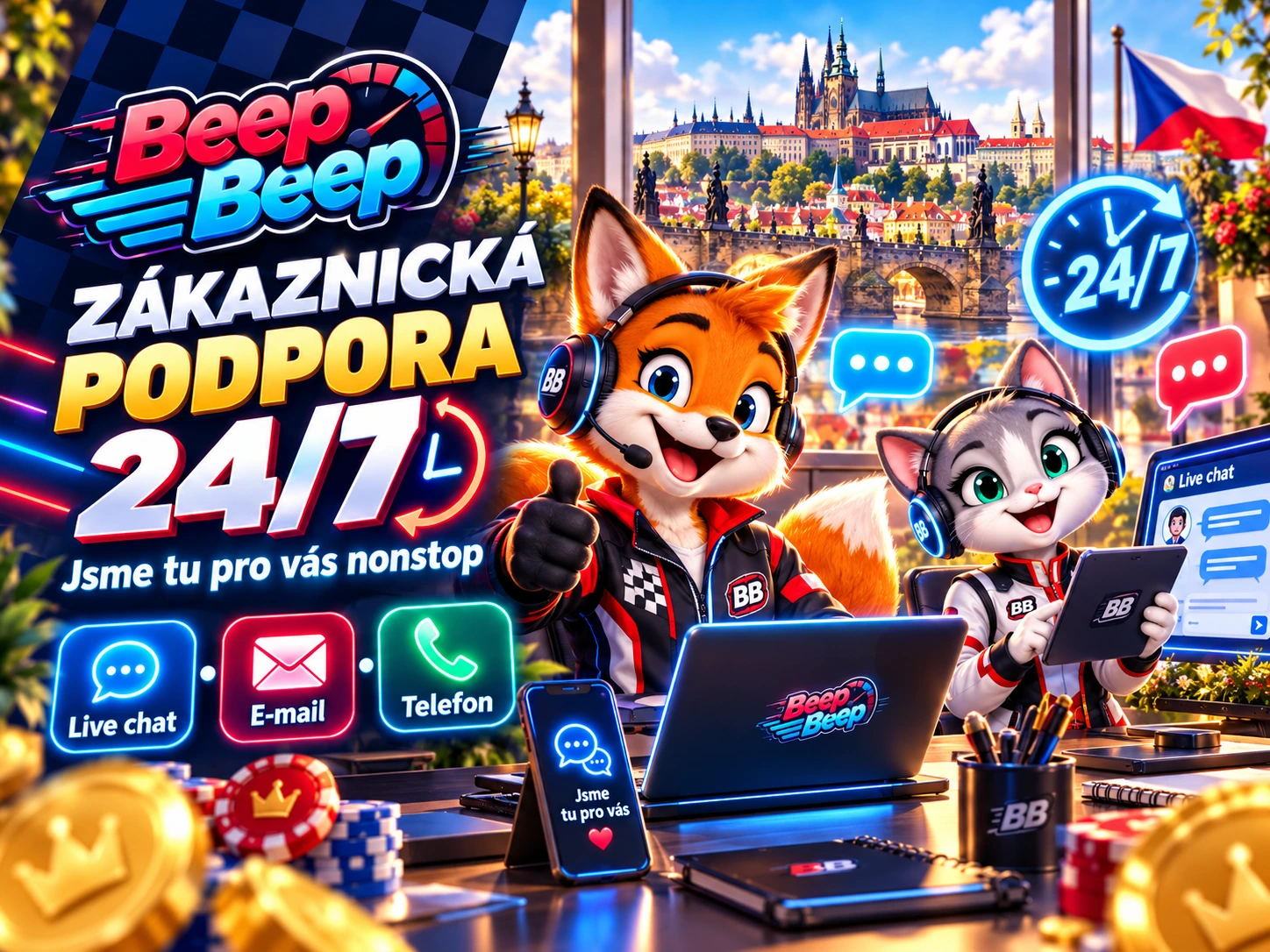 Beep Beep Casino zákaznická podpora pro účet platby bonusy a KYC